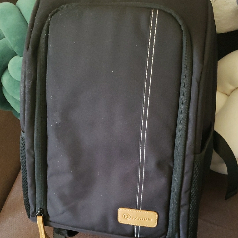 Black Backpack with Durable Design and Contrast Stitching